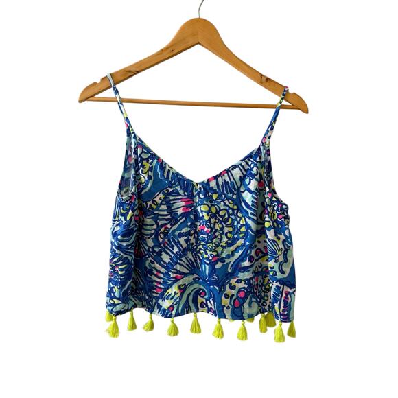 Lilly Pulitzer Tropical Tassel Skort & Cropped Top Set Seaside Print Blue 4 - Picture 5 of 7